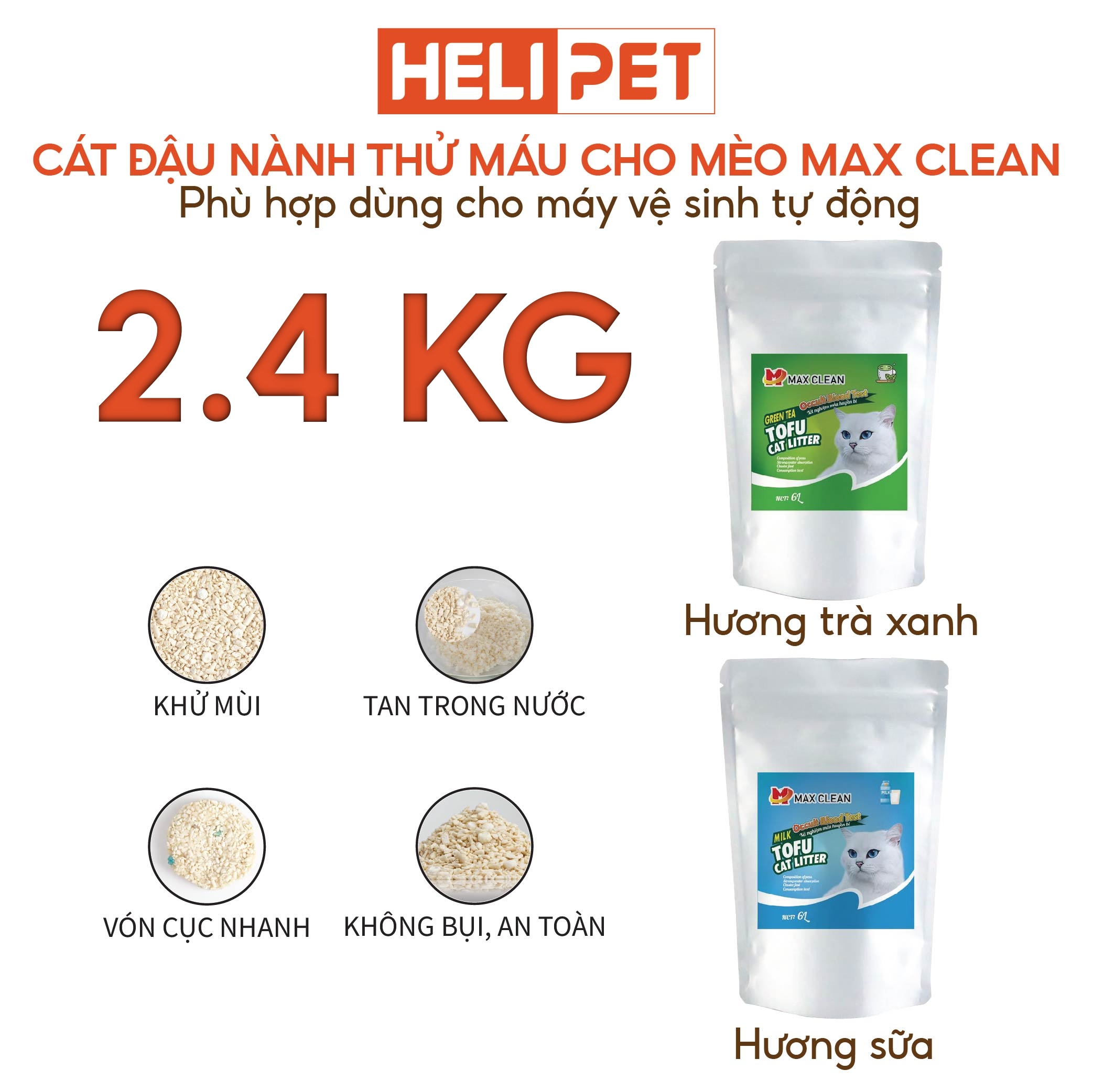 Mô tả Cát Đậu Nành Max Clean Cát Tofu Vệ Sinh Cao Cấp Cho Mèo Siêu Vón Cục Không Bụi HeLiPet - 4