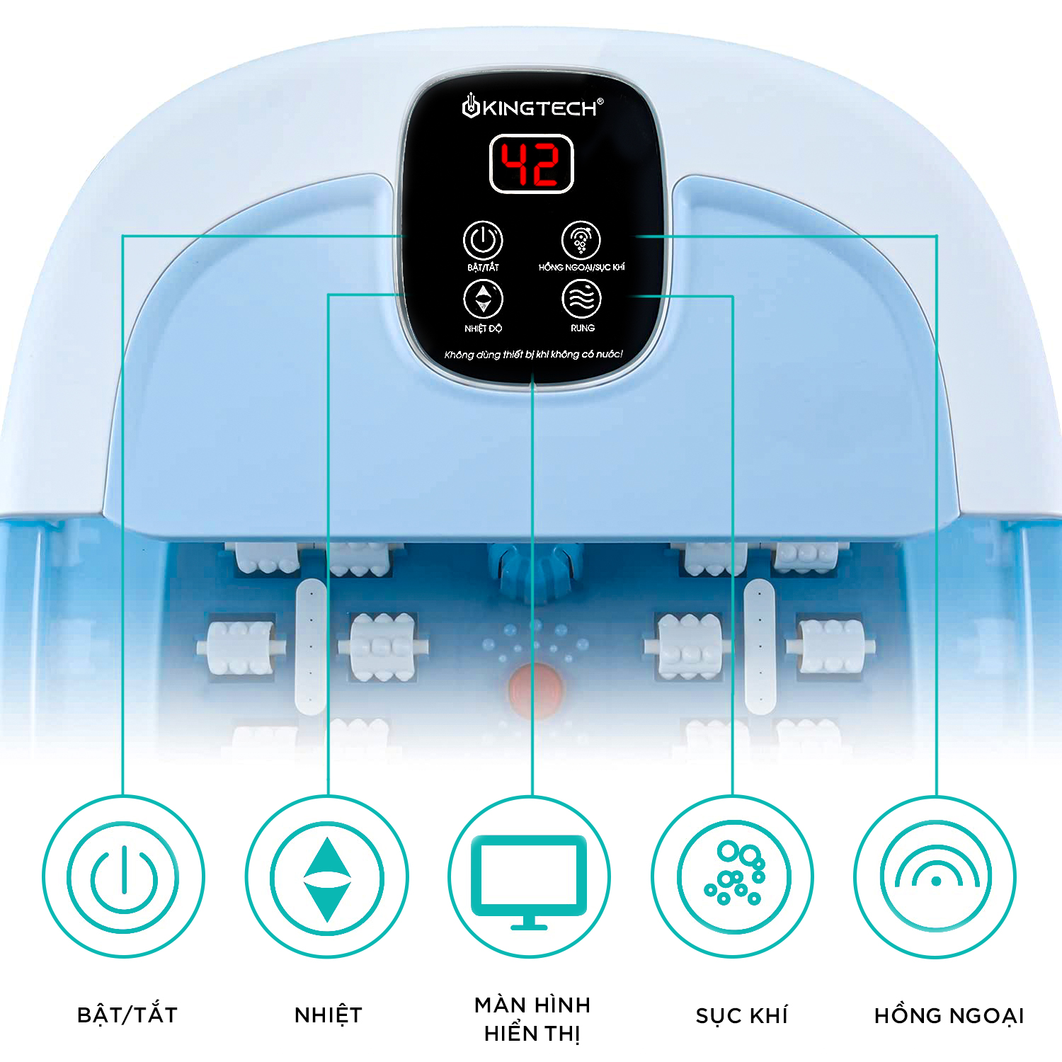 Mô tả Bồn Ngâm Chân Massage Cao Cấp KINGTECH BM-400, 22 Con Lăn Kết Hợp Ngâm Nước Nóng, Đèn Hồng Ngoại, Sục Khí Thư Giãn - 5