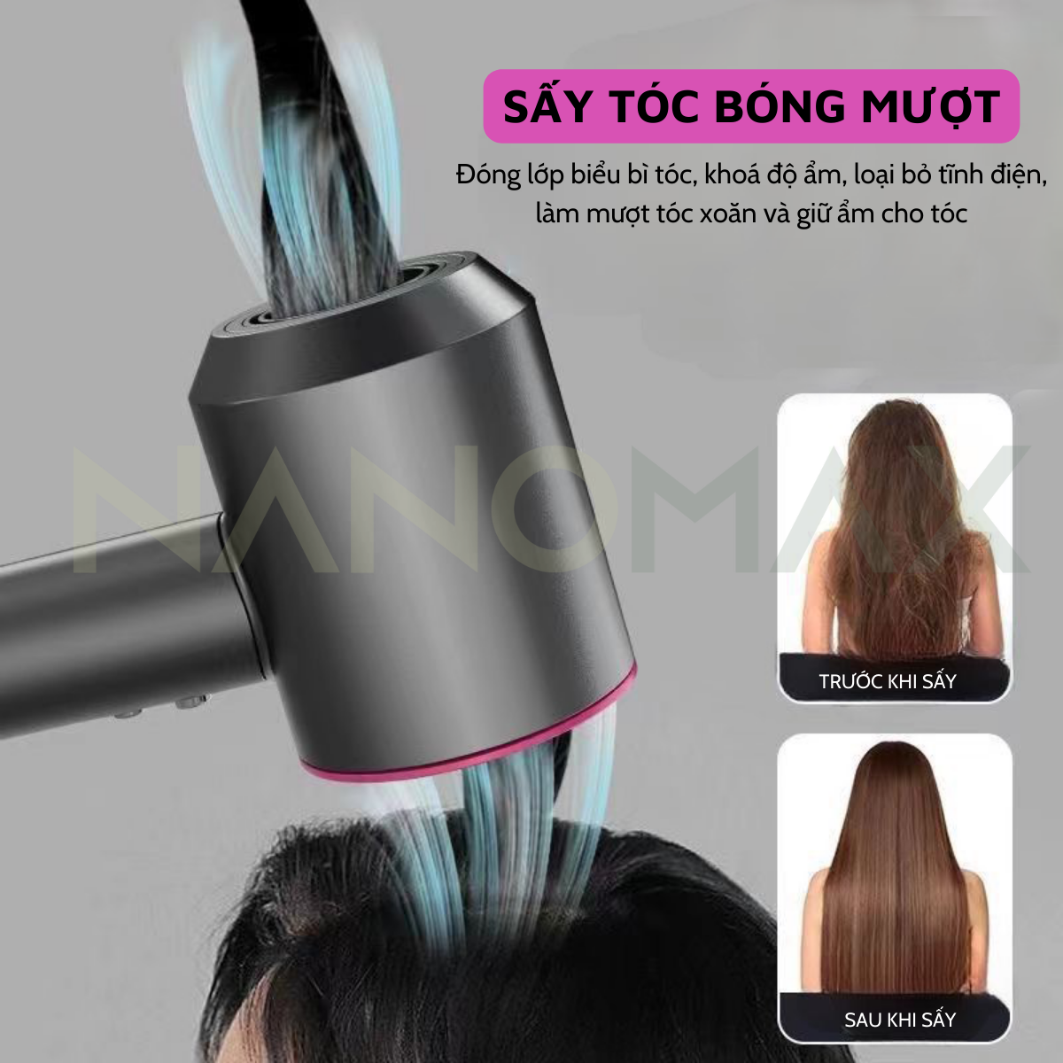 Chi tiết các đầu sấy của máy sấy tóc NANOMAX