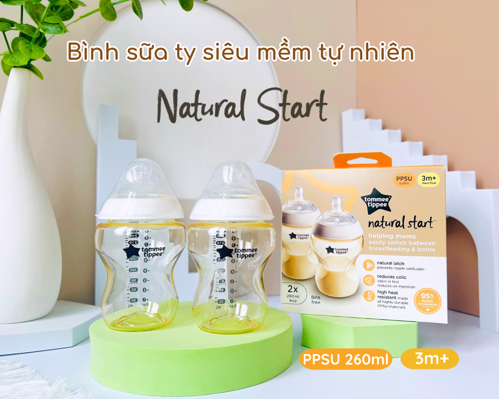 Mô tả Bình Sữa PPSU Ty Siêu Mềm Tự Nhiên Tommee Tippee 150ml, 260ml, Set Đôi, Nhiều Size, Được Mua Kèm Thêm 01 Núm Ty Bất Kì - 2