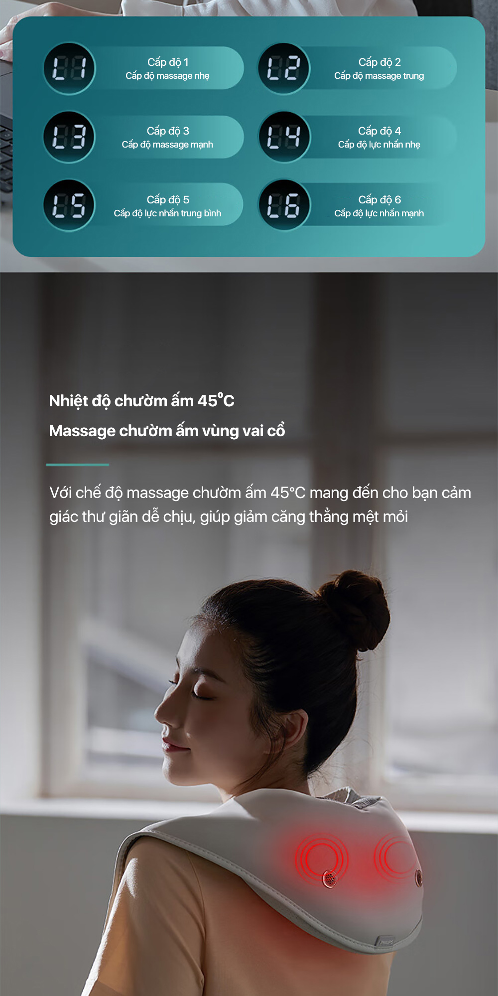 Mô tả Máy Massage Cổ Vai Gáy PHILIPS 3201N-massage thư giãn vùng vai cổ,hiệu quả giảm căng thẳng mệt mỏi - 7