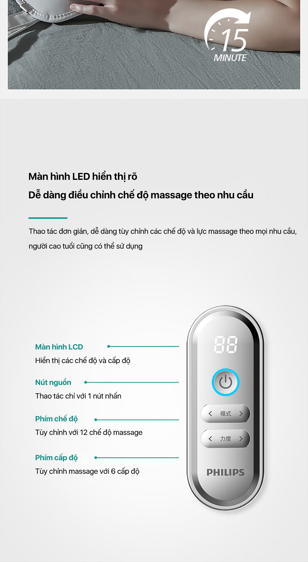 Mô tả Máy Massage Cổ Vai Gáy PHILIPS 3201N-massage thư giãn vùng vai cổ,hiệu quả giảm căng thẳng mệt mỏi - 11
