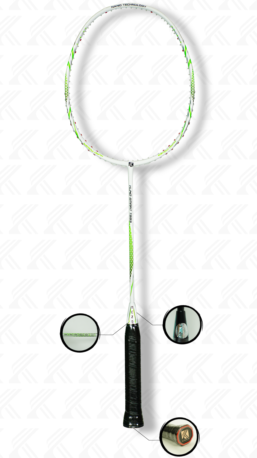 Mô tả Vợt cầu lông KUNO Smart T993 full carbon thiên công, trọng lượng 4u, công nghệ chống rung chống xoắn - Căng Sẵn 11kg - 5