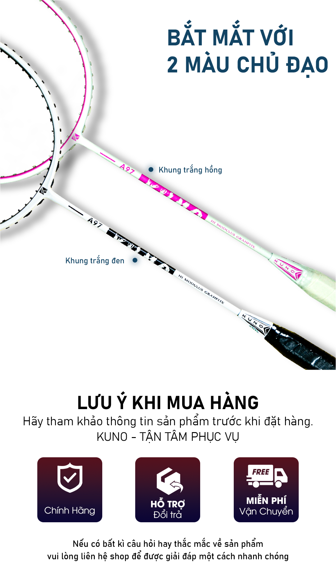 Mô tả Kuno Vợt cầu lông A97 chính hãng,4U công thủ toàn diện tặng kèm cước vợt, bao đựng, quấn cán - 8