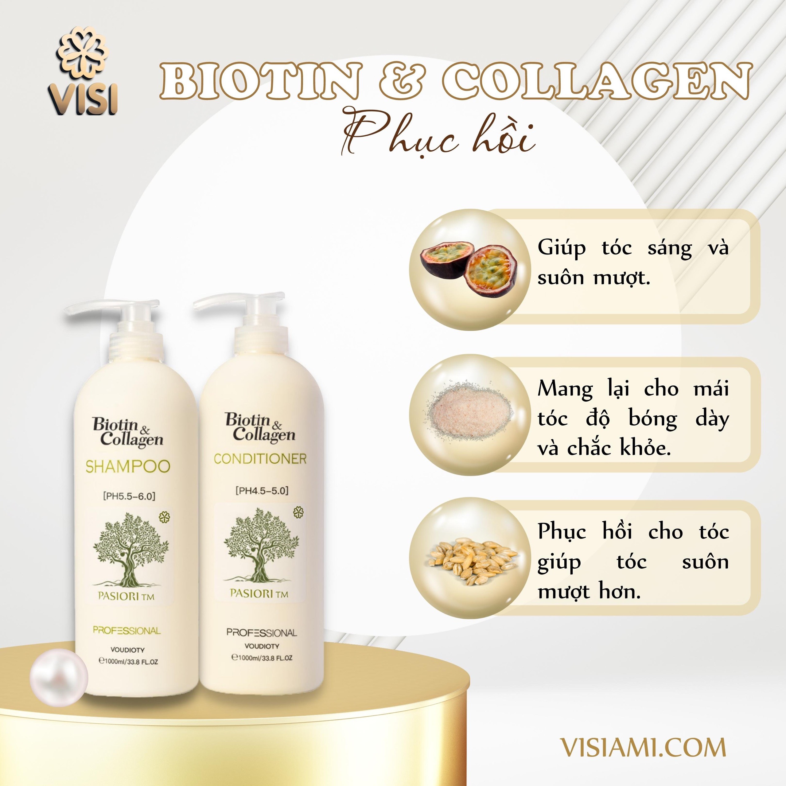 Mô tả Dầu gội xả Biotin Collagen Voudioty 500ML - 1000ML chống rụng tóc, phục hồi , giảm gàu, kiểm soát dầu - 4