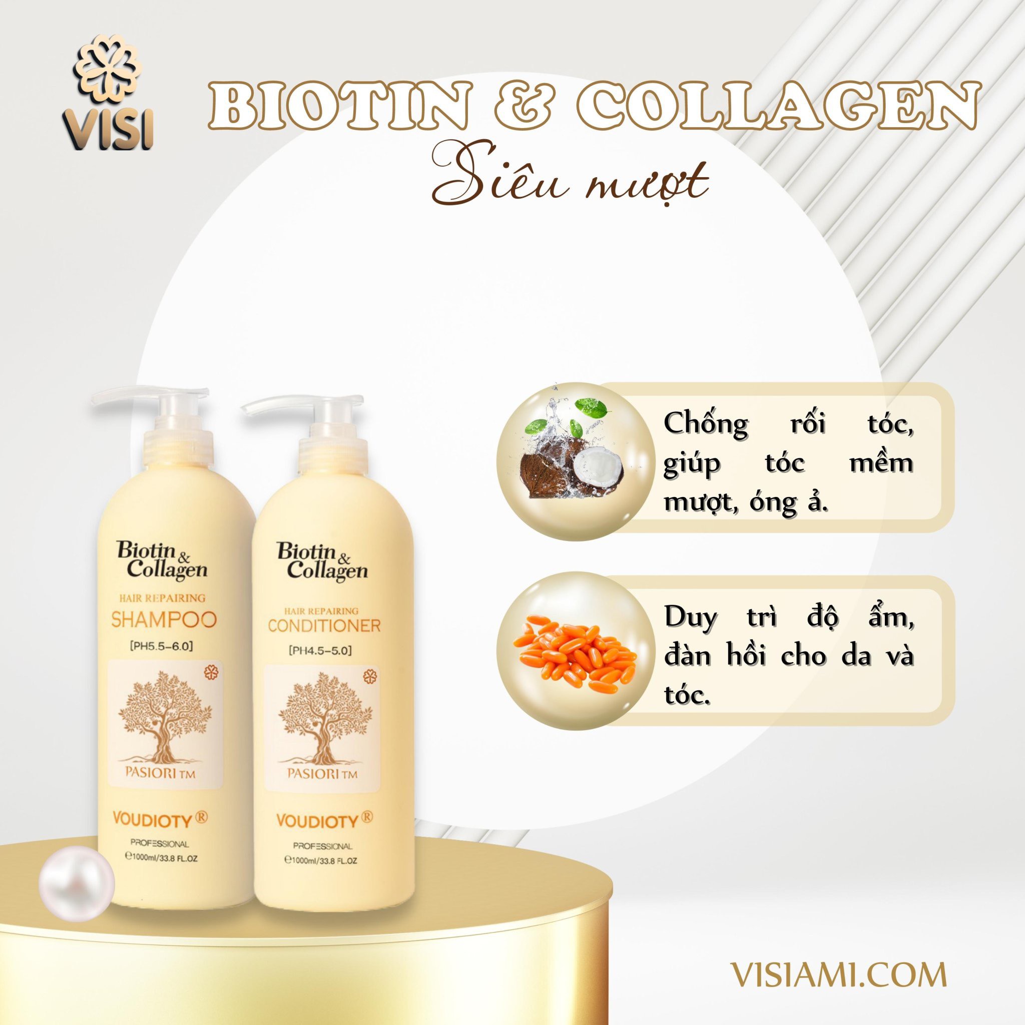 Mô tả Dầu gội xả Biotin Collagen Voudioty 500ML - 1000ML chống rụng tóc, phục hồi , giảm gàu, kiểm soát dầu - 5