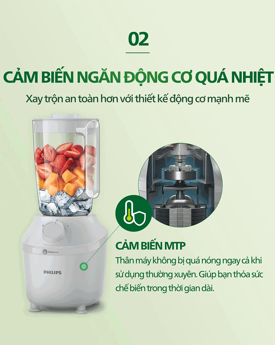 Mô tả Máy Xay sinh tố Philips HR2041/00 model mới |450W| thân máy + 01 cối lớn|  Xay nhuyễn mịn  - Hàng Chính Hãng - 3