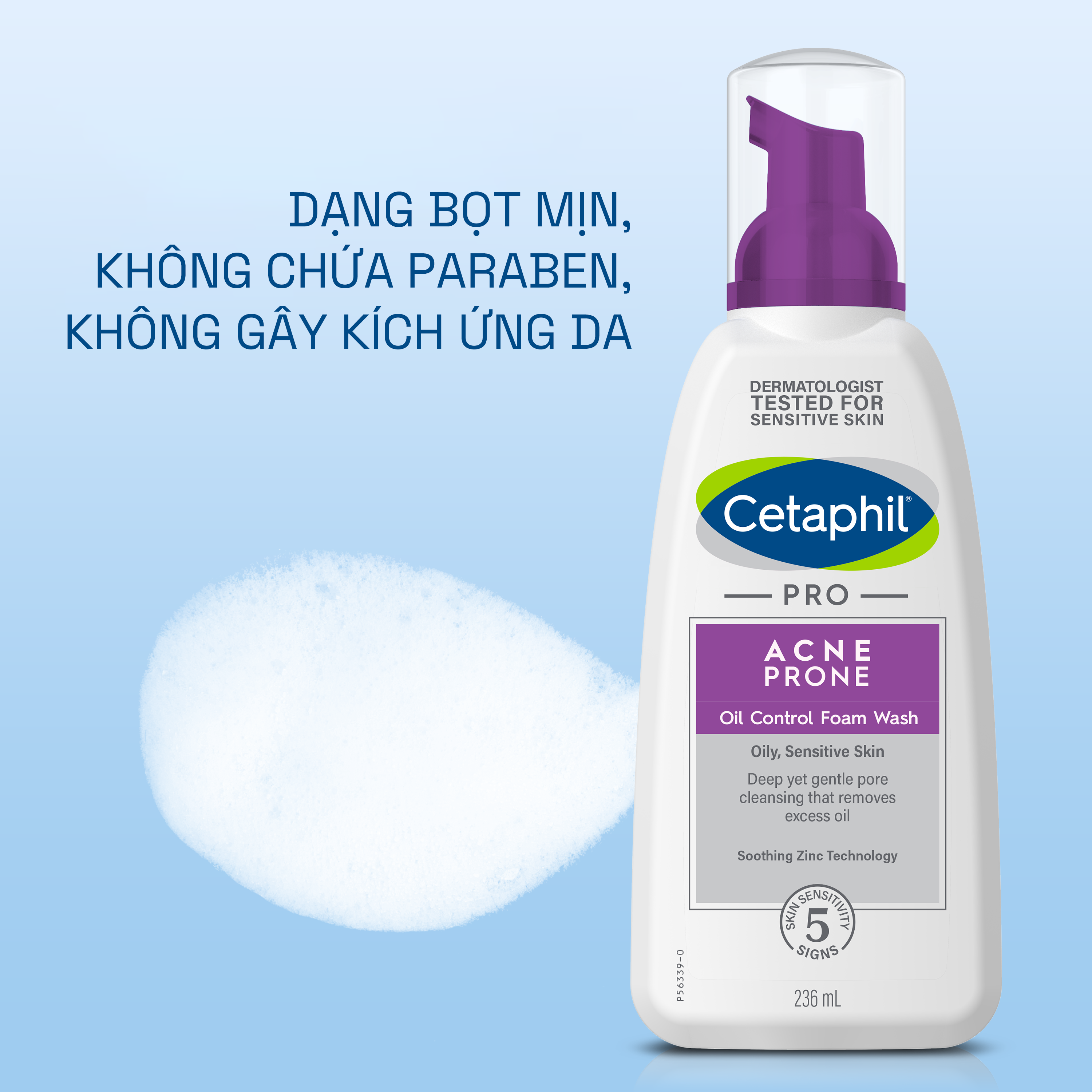 Mô tả Sữa rửa mặt tạo bọt mịn dịu lành cho da dầu mụn nhạy cảm CETAPHIL PRO ACNE PRONE/OIL CONTROL FOAM WASH - 3