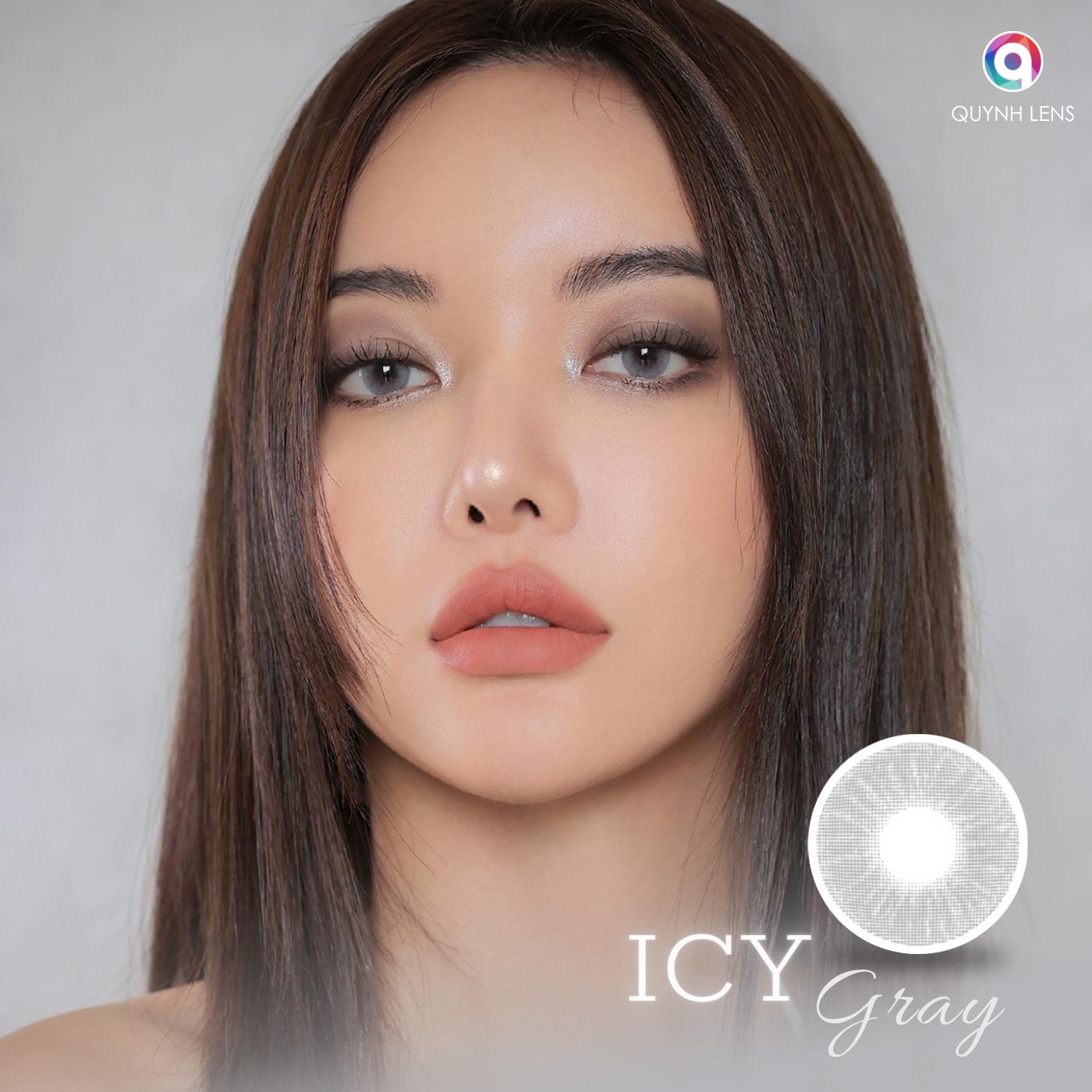 Mô tả Kính áp tròng QUYNH LENS Icy Gray 0 độ - 2