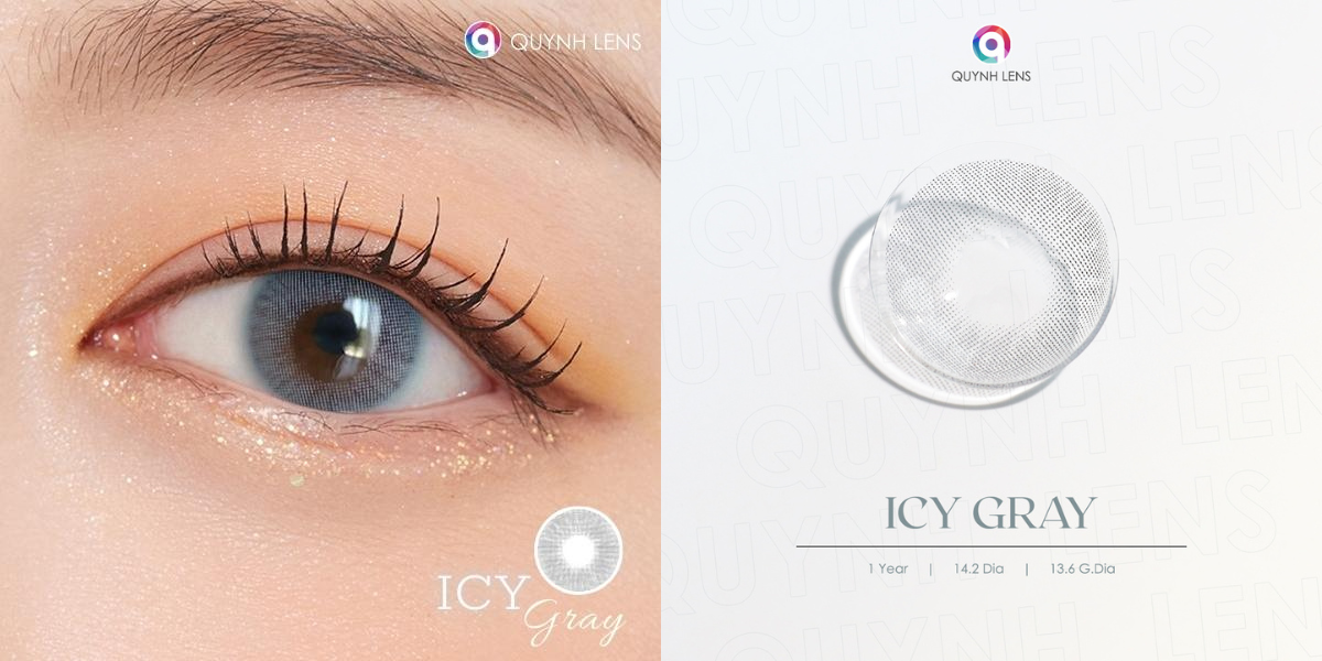 Mô tả Kính áp tròng QUYNH LENS Icy Gray 0 độ - 3