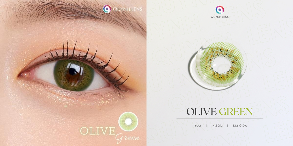 Mô tả Kính áp tròng QUYNH LENS Olive Green 0 độ - 3