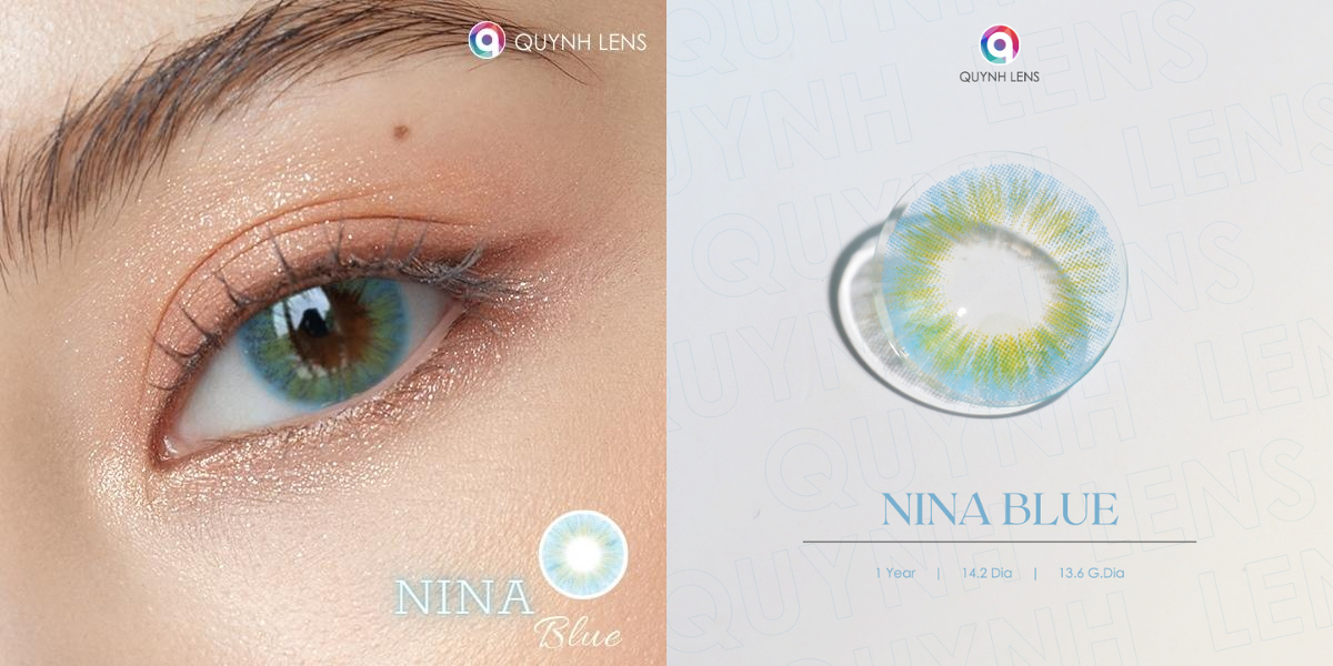 Mô tả Kính áp tròng QUYNH LENS Nina Blue 0 độ - 3