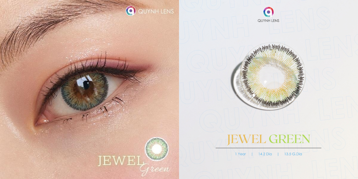 Mô tả Kính áp tròng QUYNH LENS Jewel Green 0 độ - 3