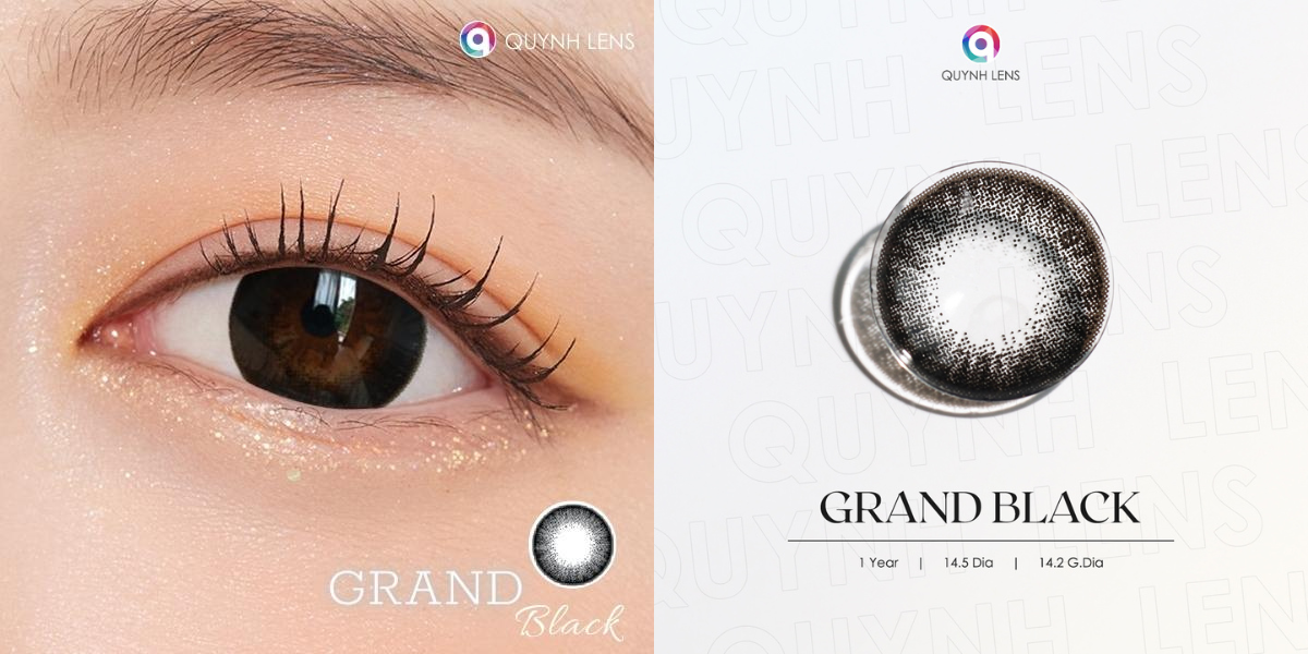 Mô tả Kính áp tròng QUYNH LENS Grand Black 0 độ - 3