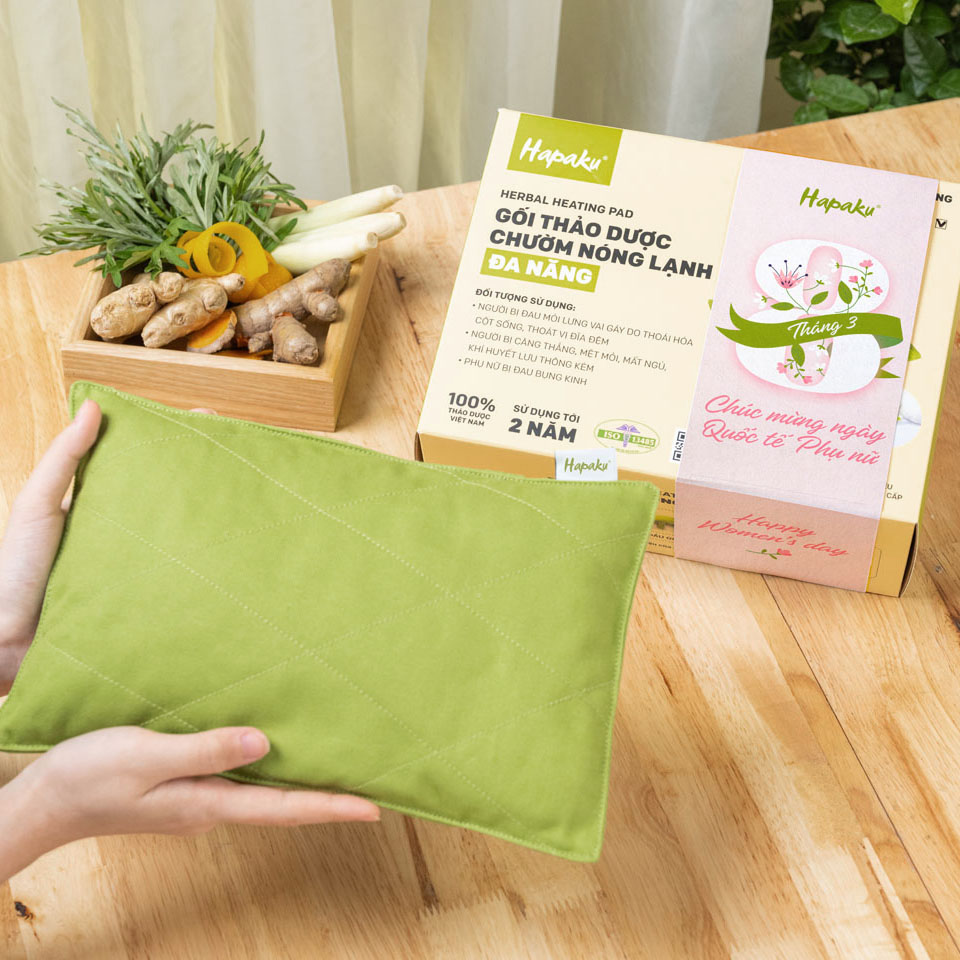 Mô tả Gối Thảo Dược Chườm Nóng Hapaku, Chườm Cổ Vai Gáy, Giảm Đau Bụng Kinh - Size Vừa - 3
