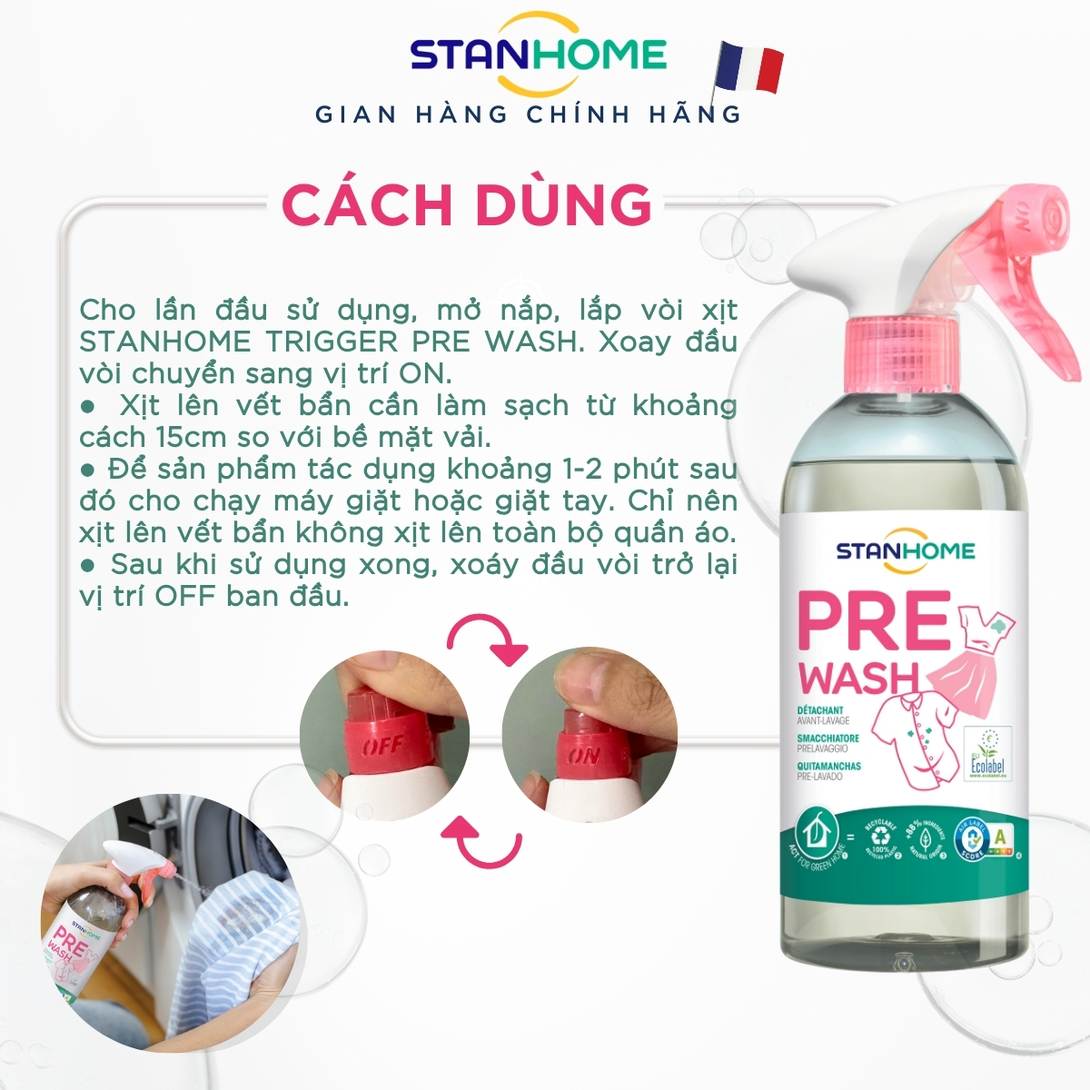 Stanhome PreWash cho quần áo màu