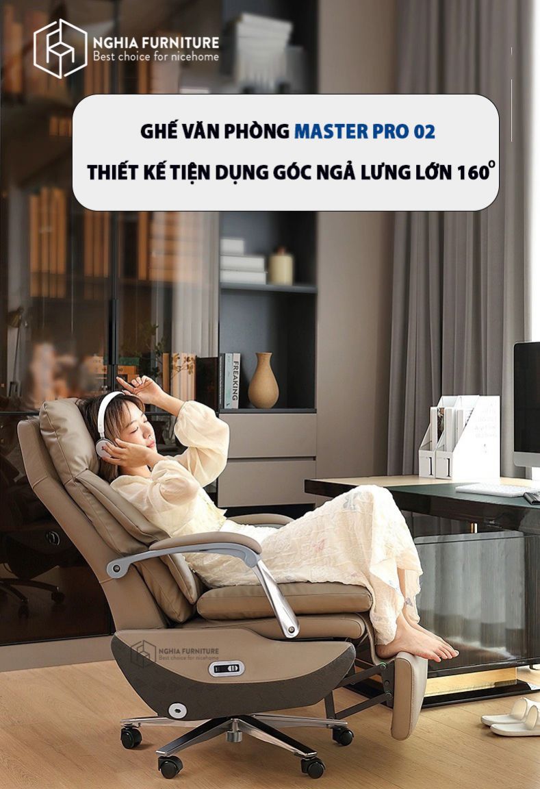 Chi tiết chất liệu da bò và khung ghế Master Pro 02