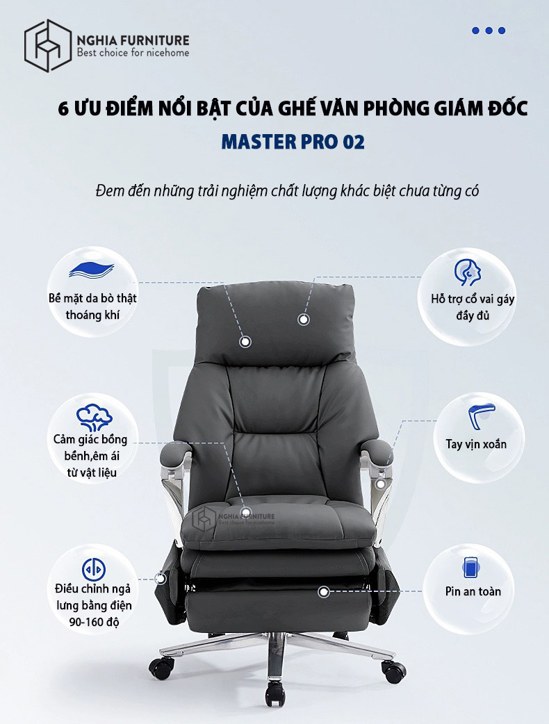Đệm ghế dày dặn, êm ái của Master Pro 02