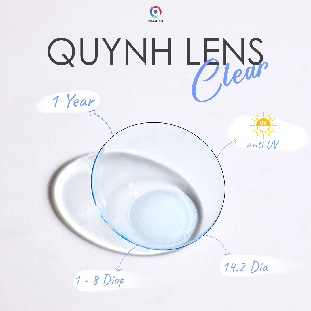 Mô tả Kính áp tròng trong suốt không màu chống UV cận 1-8 độ QUYNH LENS - 3
