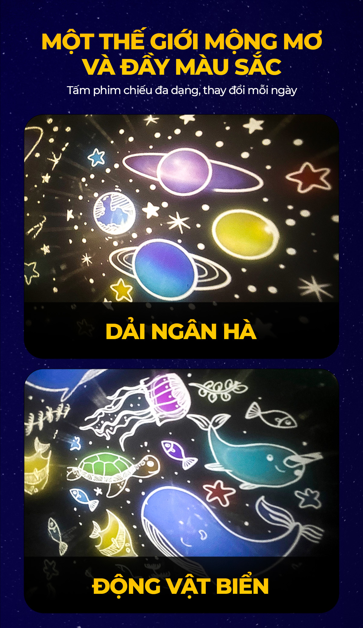 Mô tả Tấm phim chiếu Saby hình động vật biển,đại dương cho đèn ngủ chiếu sao Saby Dreamz và Saby Stories - 2