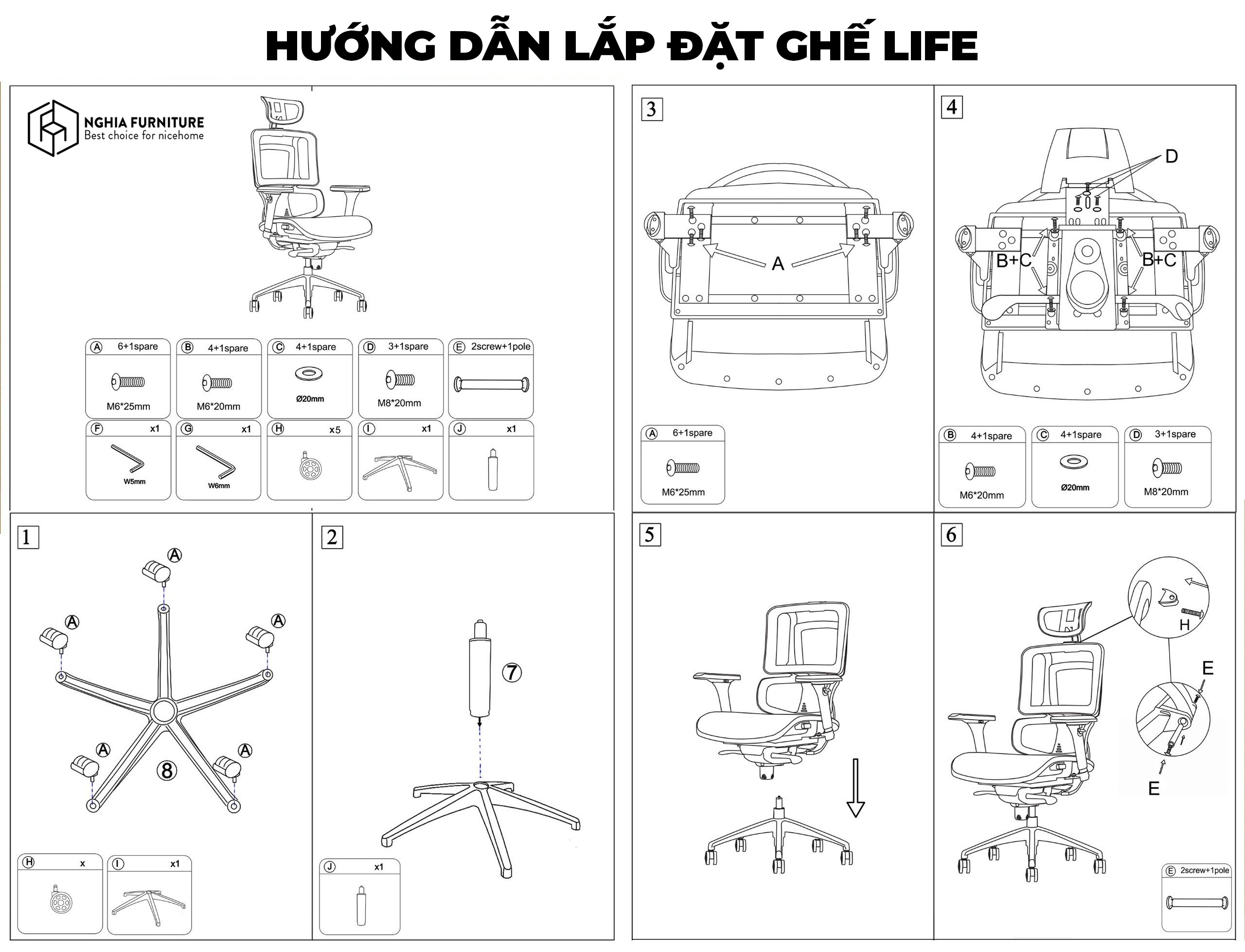 Ghế công thái học Nghia Furniture Life 02 cho người big size