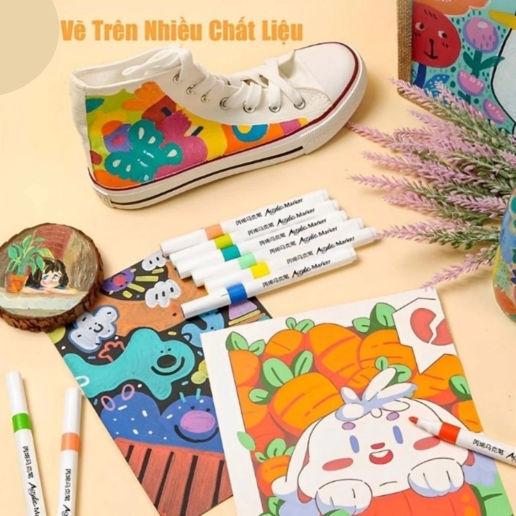 Mô tả Bút Màu Acrylic Vẽ Được Trên Nhiều Chất Liệu - Đồ Chơi Mỹ Thuật - 1