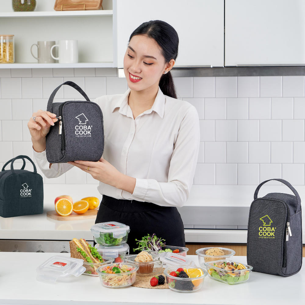 Mô tả Túi đựng hộp cơm COBA'COOK 3 hộp 400 ml Giấy bạc giữ nhiệt và 2 khóa kéo tiện dụng-CBL - 4