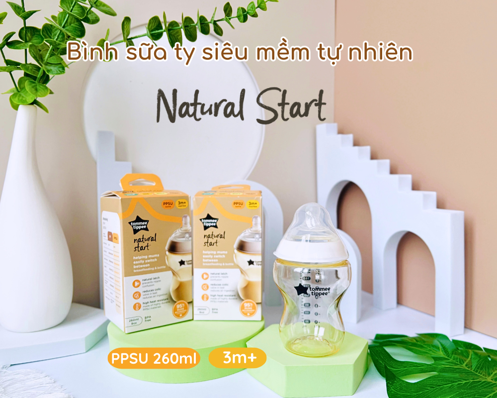 Mô tả Combo 2 Bình Sữa PPSU Ty Siêu Mềm Tự Nhiên Tommee Tippee Natural Start 150ml & 260ml - 2