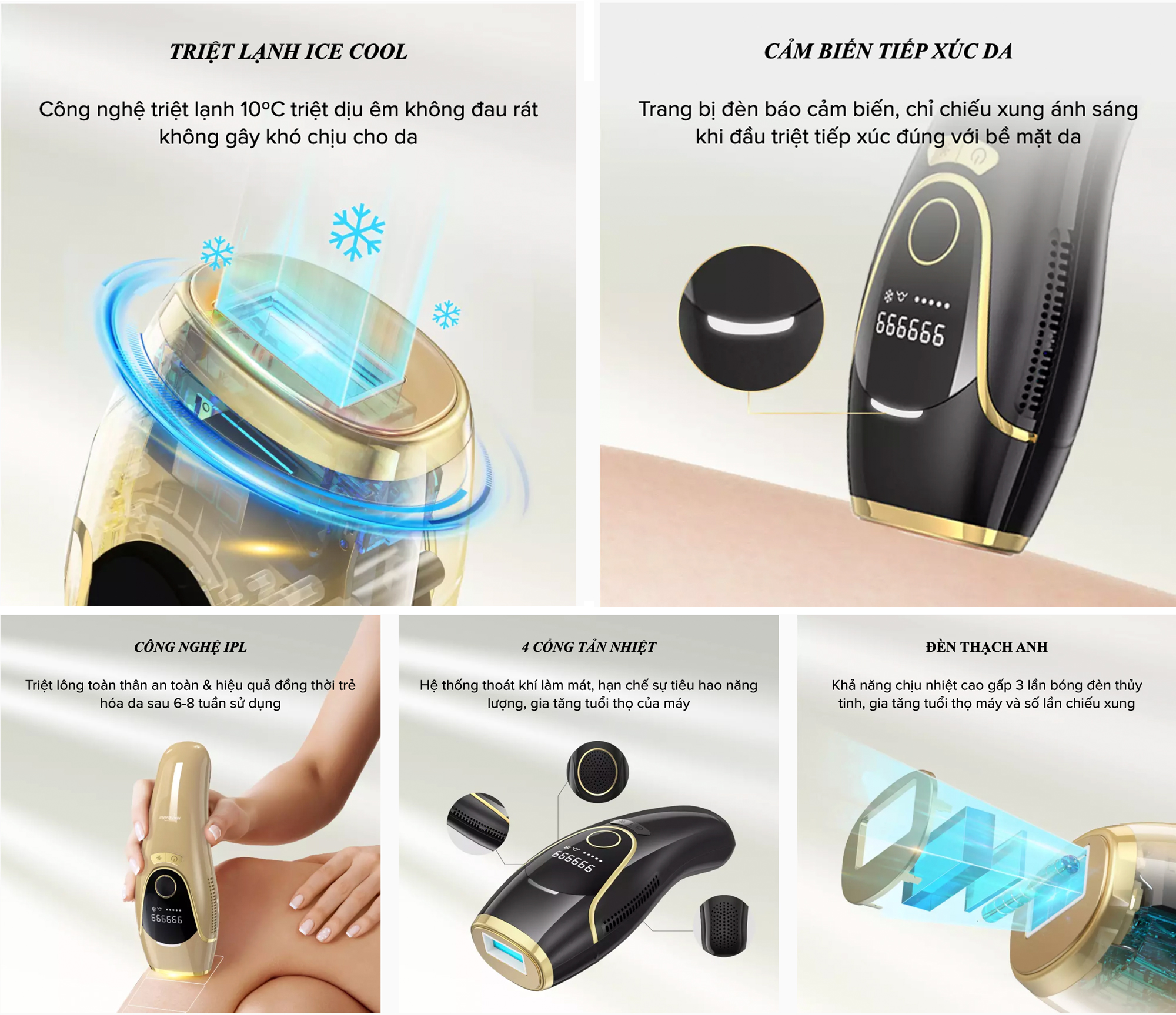 Mô tả Máy Triệt Lông Băng Lạnh TRẺ HÓA DA IPL Maxcare M2 Bản Cao Cấp Tích Hợp Cảm Biến Da, Năng Lượng 19J Tăng 35% Hiệu Quả - 2