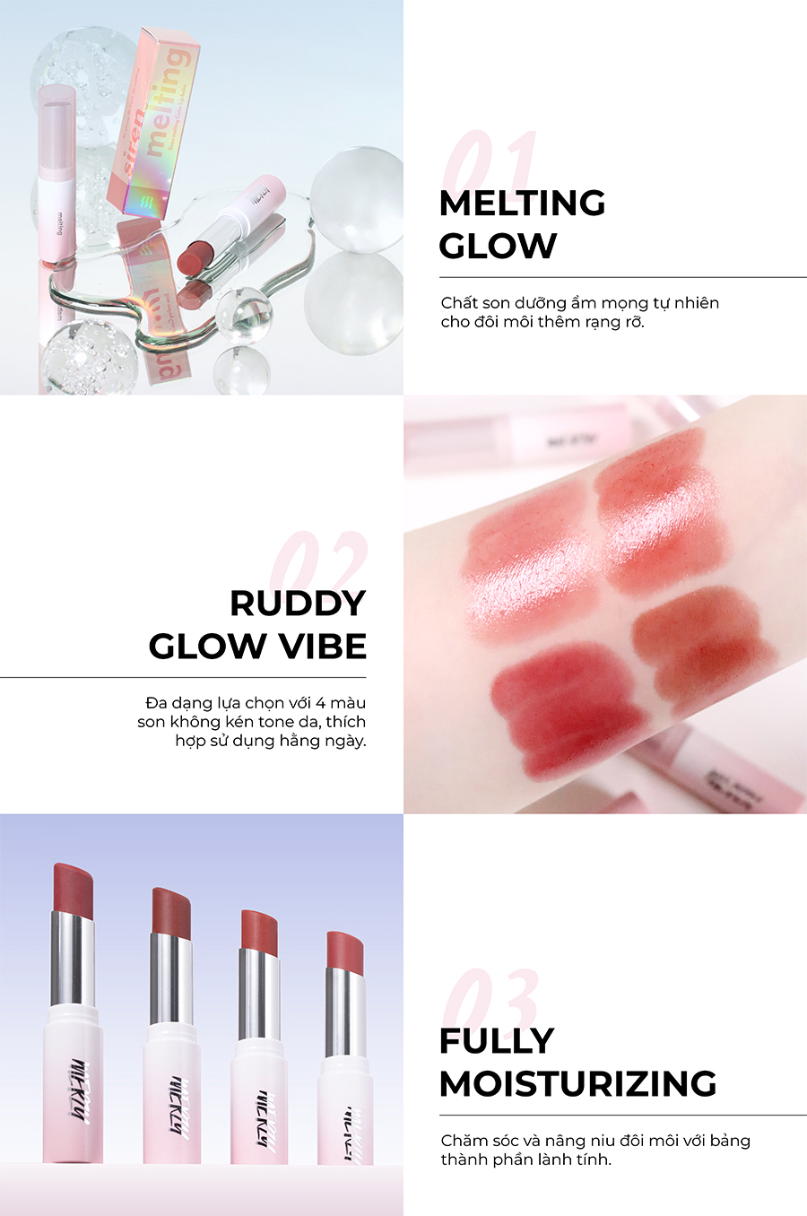 Mô tả [Livestream] Son Dưỡng Ẩm Môi Có Màu Merzy Siren Melting Color Lip Balm 3g - 5