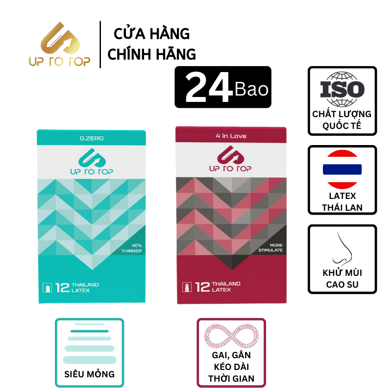 Mô tả Combo 2 Bao Cao Su UP 0.ZERO Siêu Mỏng+4 In Love Kéo Dài Thời Gian Gai Gân 2 Hộp 12 bao+ quà hấp dẫn - 1