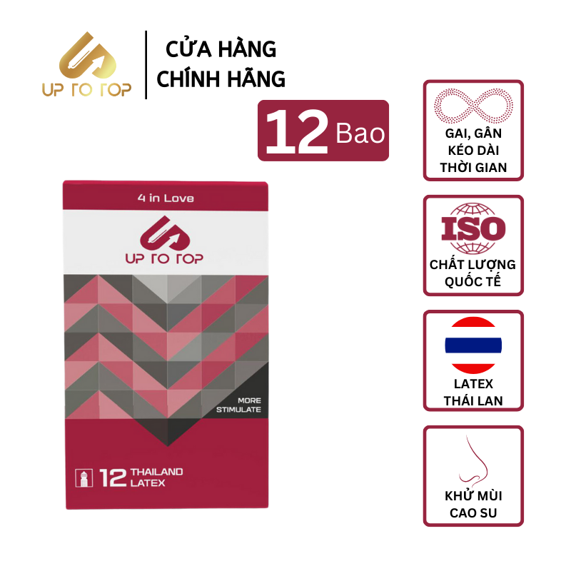 Mô tả Bao Cao Su UP 4 In Love Kéo Dài Thời Gian có Gai Gân Hộp 12 bao + Tặng Hộp 3 + Tặng quà hấp dẫn - 1