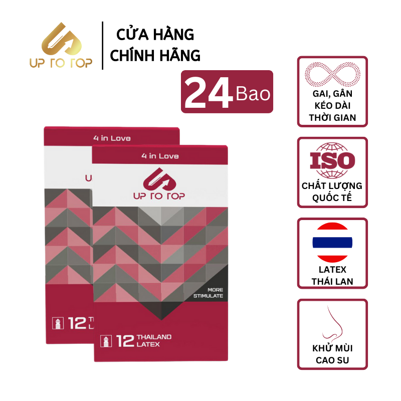 Mô tả Combo 2 Bao Cao Su UP 4 In Love Kéo Dài Thời Gian Gai Gân 2Hộp 12bao+ Tặng Hộp12 +quà hấp dẫn - 1