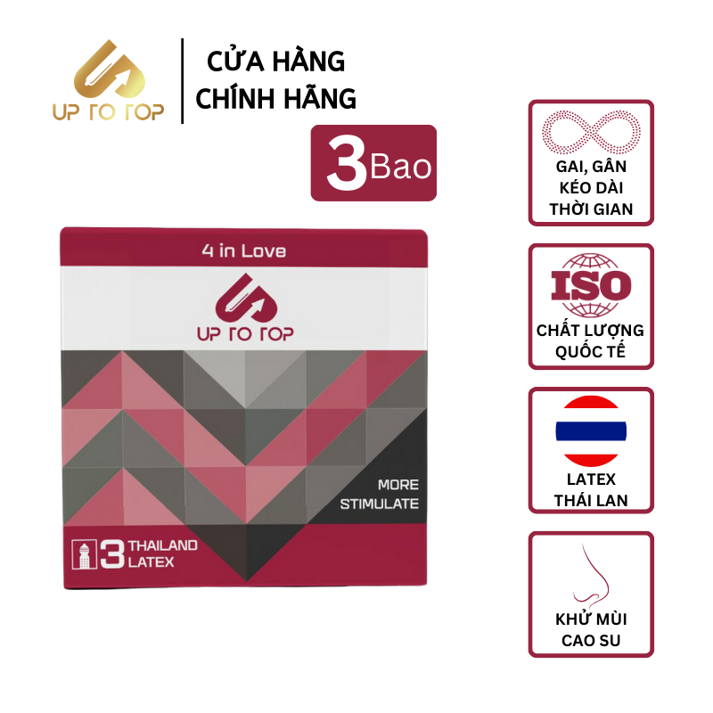 Mô tả Bao Cao Su UP 4 In Love Kéo Dài Thời Gian có Gai Gân Hộp 3 bao - 1