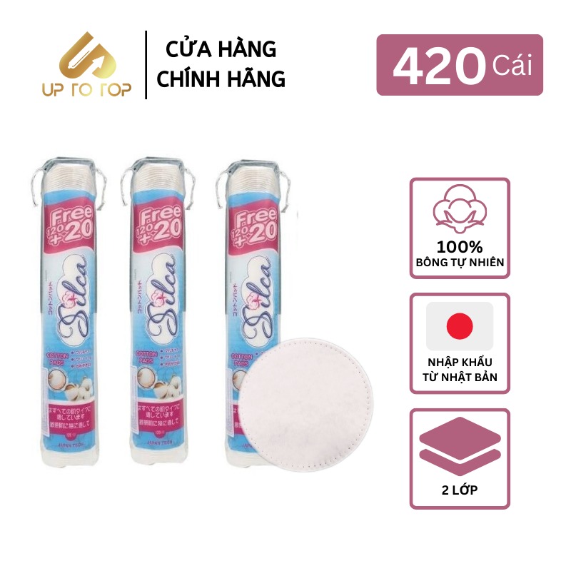 Mô tả Combo 3 Gói Bông Tẩy Trang 2 lớp 100% Bông Tự Nhiên Silca 140 Miếngx 3 Gói - 1