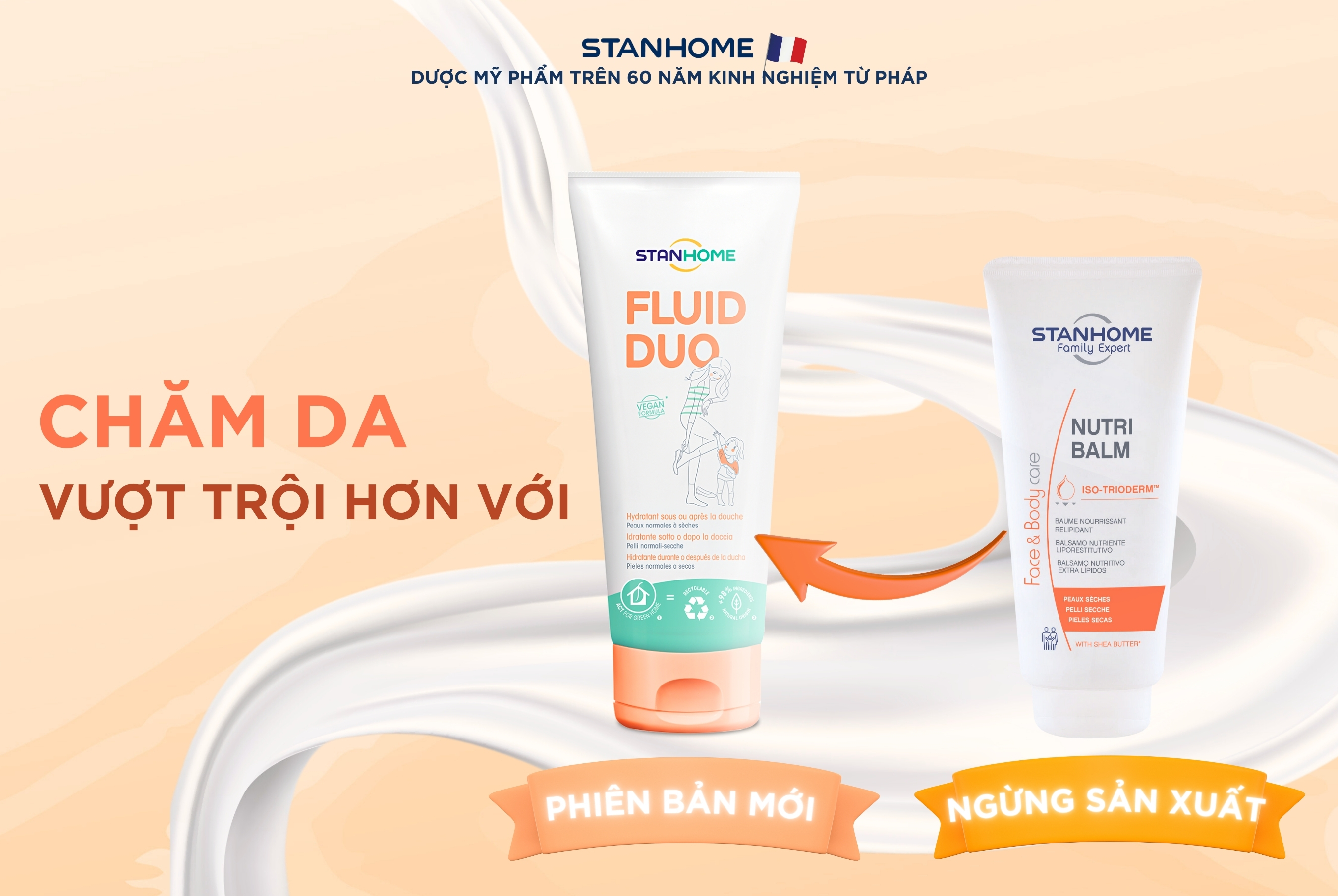 Mô tả Kem dưỡng ẩm cho viêm da cơ địa, da khô Stanhome FLuid Duo từ thiên nhiên, giảm kích ứng, ngứa, làm dịu da 250ml - 1