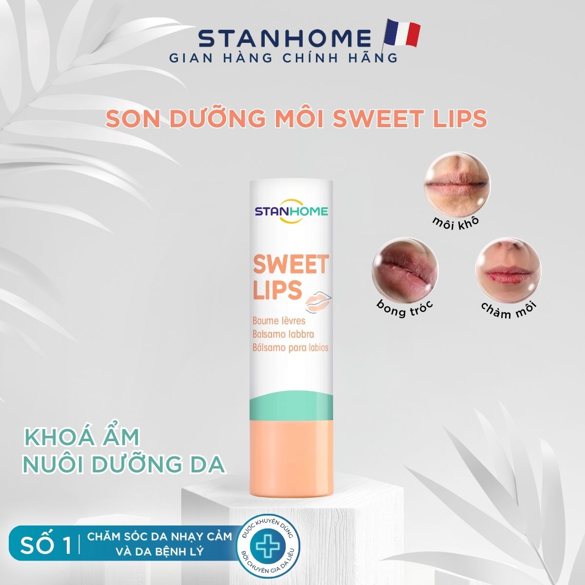 Mô tả Son Dưỡng Môi Cấp Ẩm STANHOME Sweet Lips Làm Mềm Môi Phù Hợp Cho Da Nhạy Cảm 4.8gr - 1