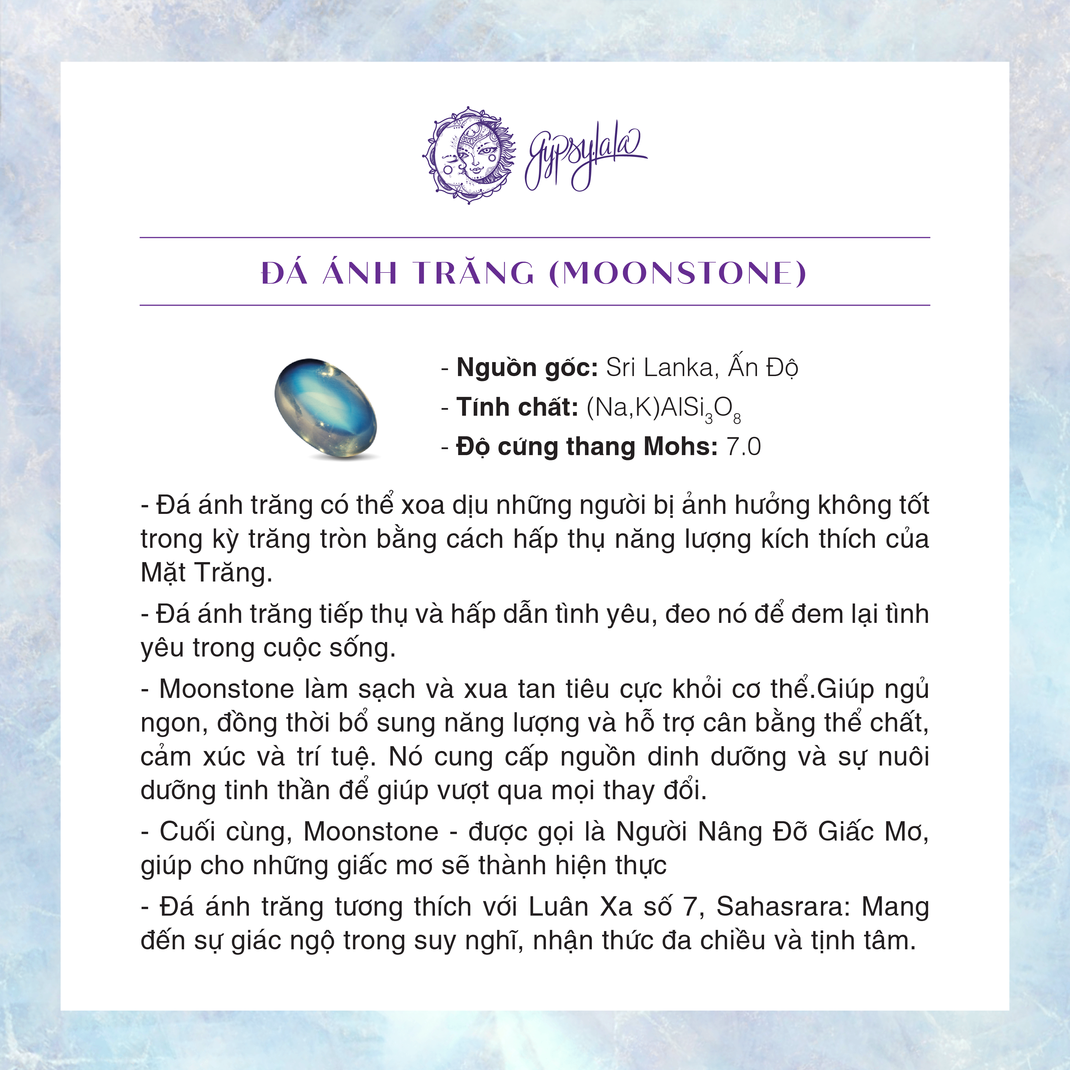 Mô tả Lắc Tay Lucky 3 Viên Đá Cỏ Bốn Lá Ánh Trăng Khung Bạc SP006703 Gypsy.lala - 1