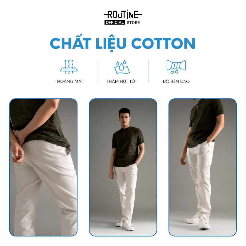 Mô tả Quần Kaki Nam Ống Ôm Cotton Trơn Form Slim - Routine 10S23PCA008 - 3