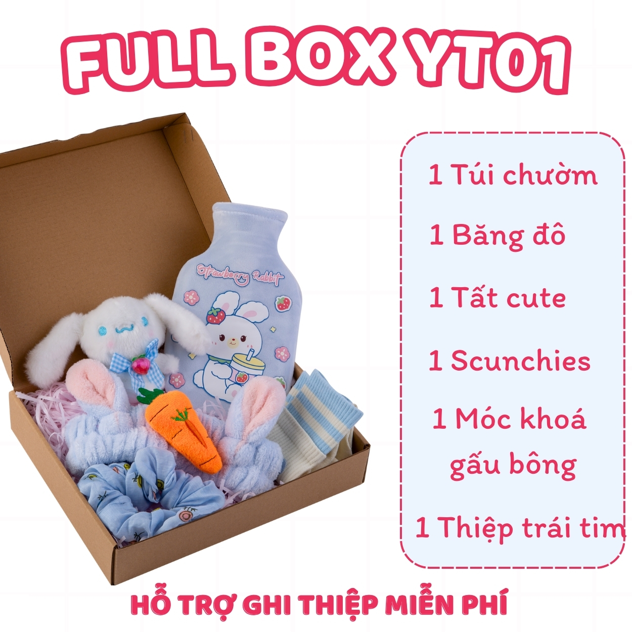 Mô tả Bộ quà tặng túi chườm bụng nóng lạnh ngày dâu Puha, phiên bản gift box tâm lý 350ml YT01 màu xanh - 2