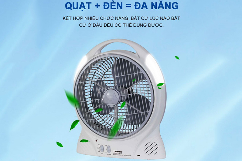 Quạt Sạc Tích Điện Tiross TS9172 - 6000mAh - Có Đèn LED - Hàng Chính Hãng