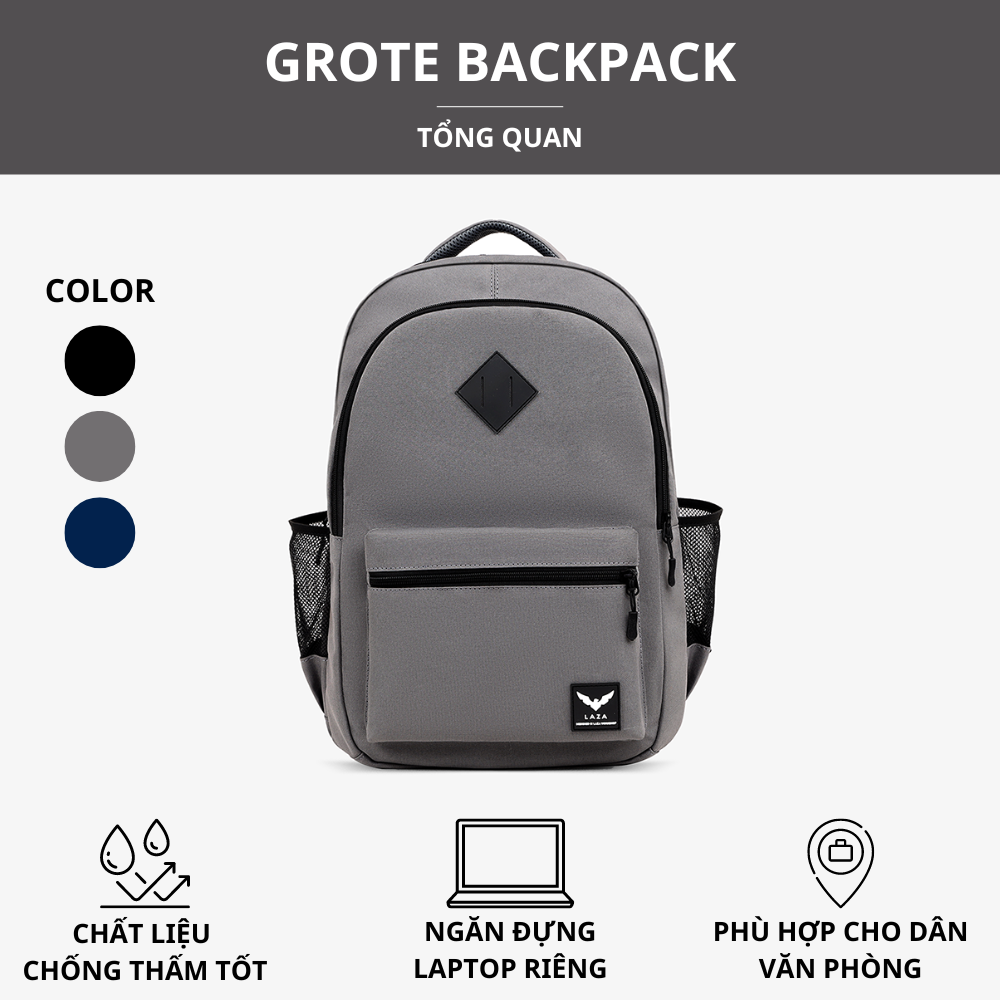 Mô tả Balo nam nữ thời trang LAZA Grote Backpack 432 có ngăn laptop chống sốc - Thương hiệu LAZA - 1
