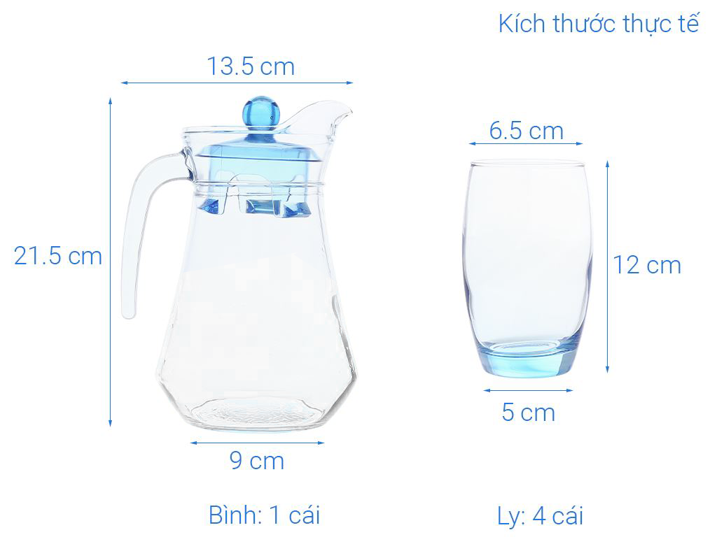 Bộ Bình Ly Thủy Tinh Luminarc Arc Salto Blue L6105