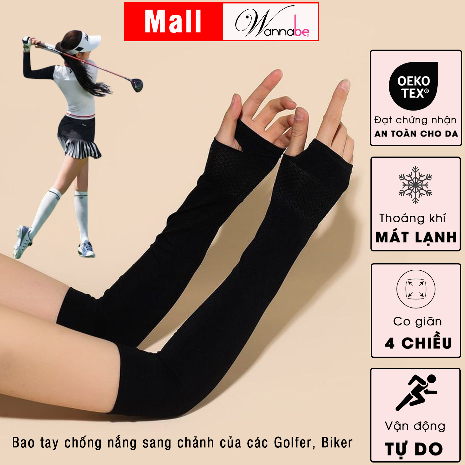 Mô tả Combo găng tay chống nắng nam nữ WANNABE bao tay chống tia UV bảo vệ chuyên sâu toàn cánh tay VD010 - 4