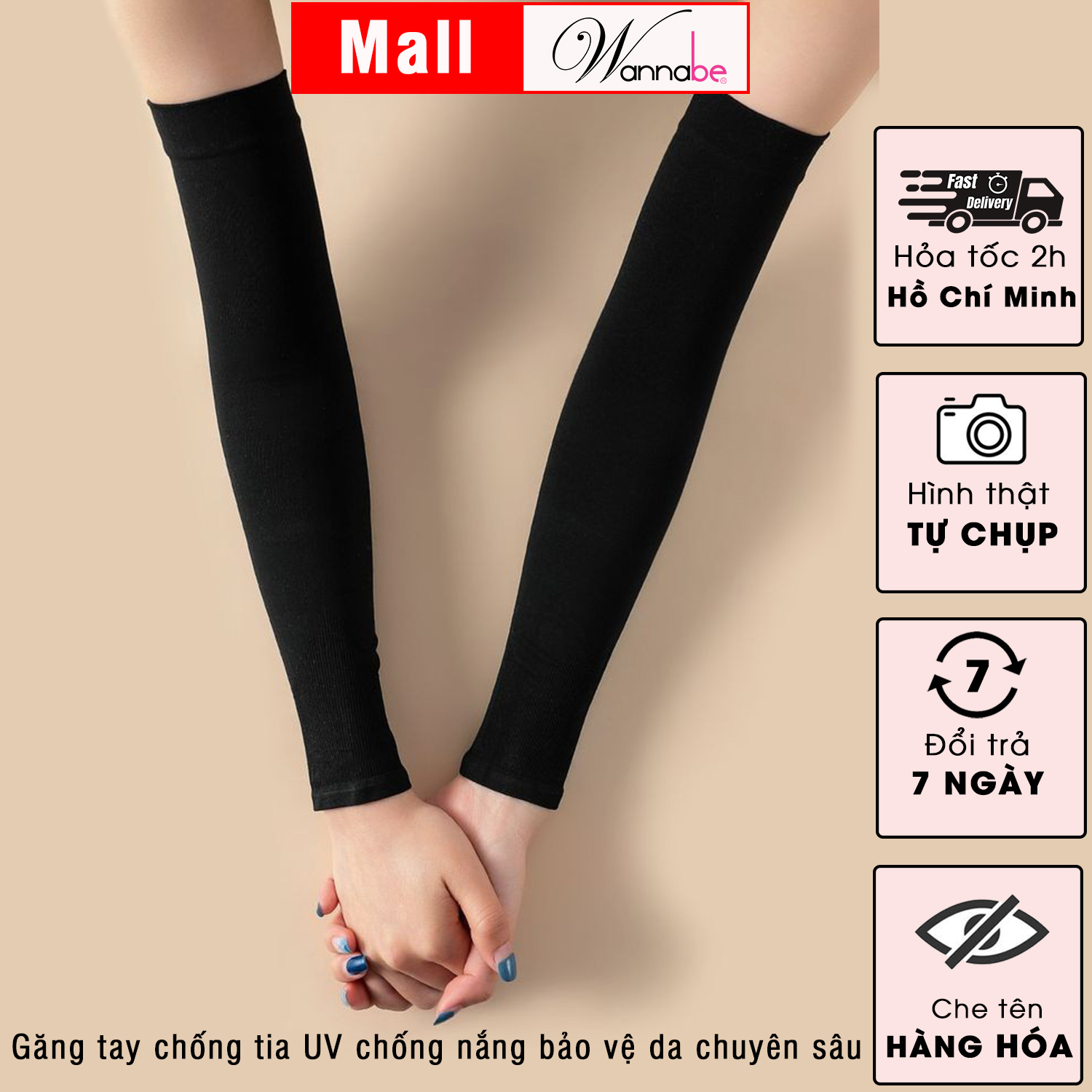 Mô tả Combo găng tay chống nắng nam nữ WANNABE bao tay chống tia UV bảo vệ chuyên sâu toàn cánh tay VD010 - 6