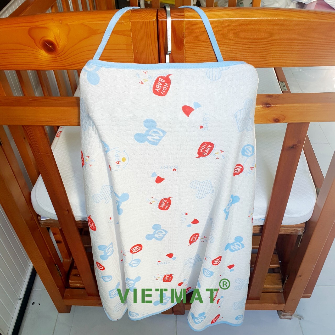 Mô tả Khăn choàng điều hòa che bé bú Vietmat 3 lớp thoáng mát, rộng rãi, kín đáo và nhiều tiện ích - 4