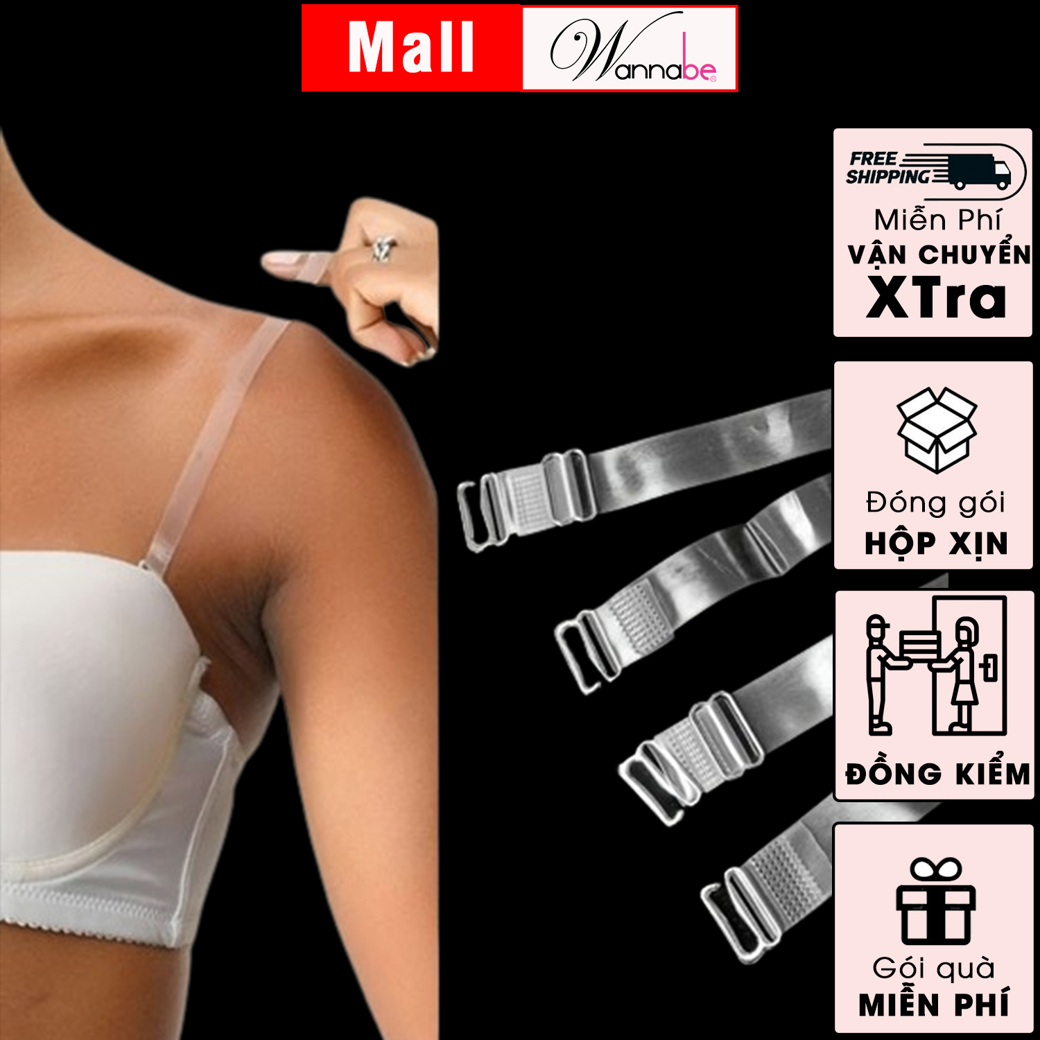Mô tả Dây vai trong suốt bản 1cm dùng cho áo ngực Wannabe DA10T tàng hình trên đôi vai tự tin khoe vai - 2