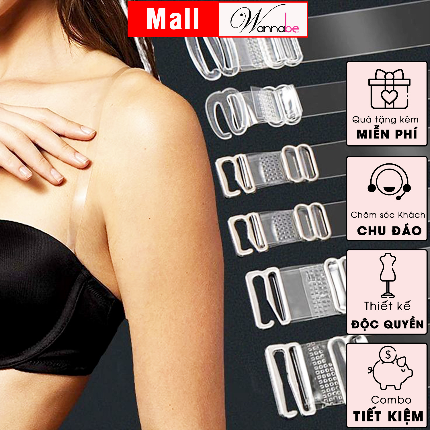 Mô tả Dây vai trong suốt bản 1cm dùng cho áo ngực Wannabe DA10T tàng hình trên đôi vai tự tin khoe vai - 3