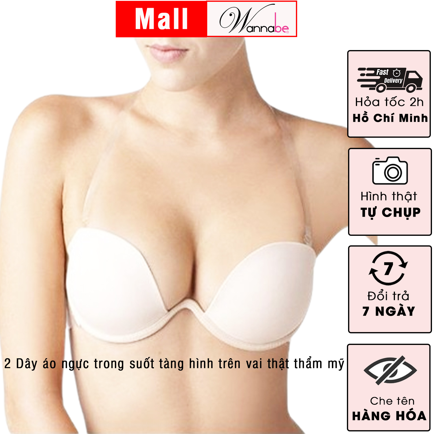 Mô tả Dây vai trong suốt bản 1cm dùng cho áo ngực Wannabe DA10T tàng hình trên đôi vai tự tin khoe vai - 5
