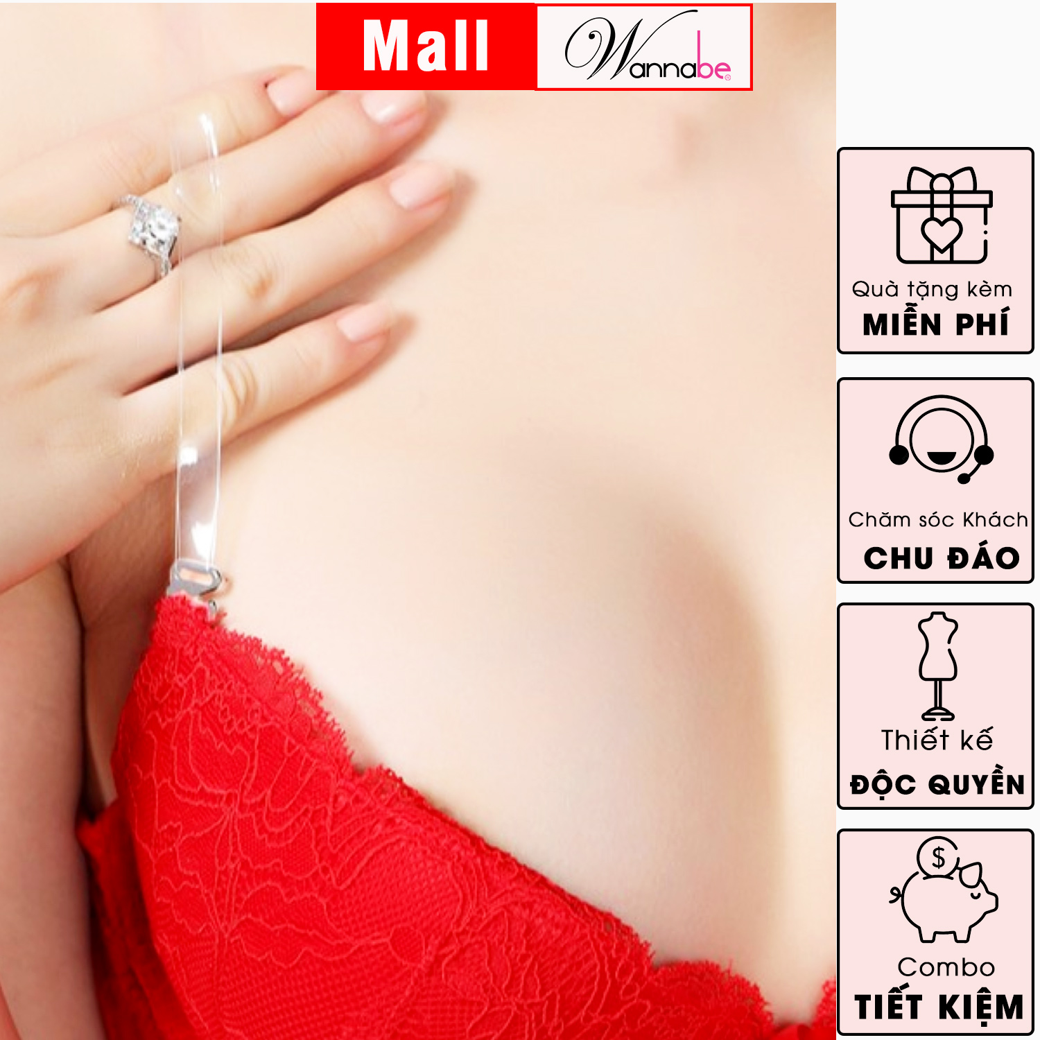 Mô tả Dây vai trong suốt bản 1cm dùng cho áo ngực Wannabe DA10T tàng hình trên đôi vai tự tin khoe vai - 6